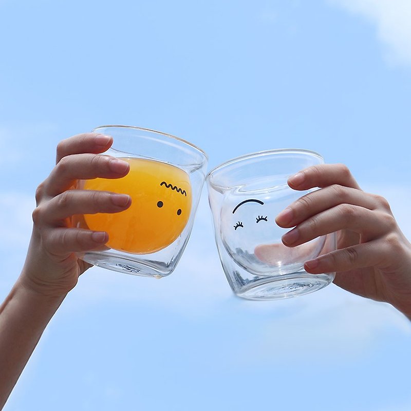 U-PICK原品生活 原創雙層耐熱玻璃杯家用防燙水杯微笑害羞撇嘴 - 其他 - 玻璃 透明