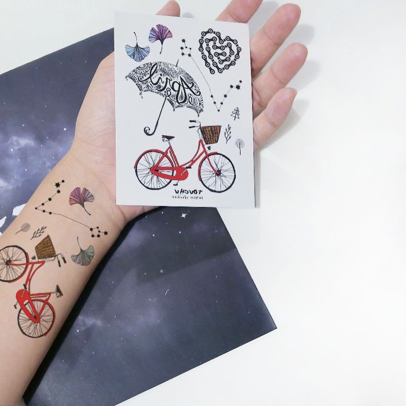 TU Tattoo Sticker - Summer fresh Bike / Tattoo / waterproof Tattoo / original - Temporary Tattoos - Paper Multicolor