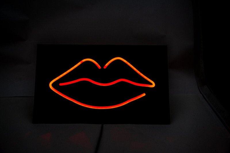 Man cave Wall Light Neon Sign style LIPS led technology // Free shipping - Wall Décor - Wood Black