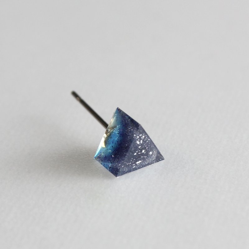 Blue Resin Earrings / 539 / Triangle / Cryptography Cryptograms - Single - Earrings & Clip-ons - Plastic Blue