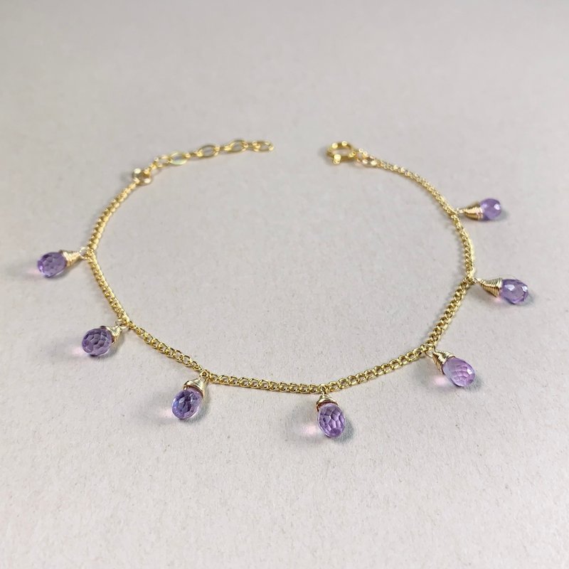 Amethyst Dangle Bracelet | 14K Gold Filled | Gemstone - Bracelets - Gemstone Purple