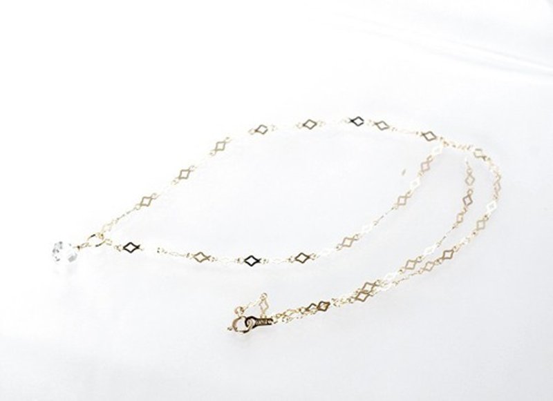 [K10YG] Diamond shape chain necklace with light - Necklaces - Other Metals 