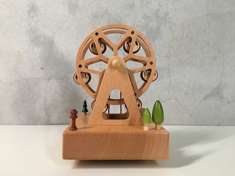 [TAB](Valentine's Day Limited) Wooden Dynamic Music Box - Ferris Wheel/ Customized/ Lettering/ Laser Cutting/ Healing Small Things/ Wedding Small Things - Items for Display - Wood 