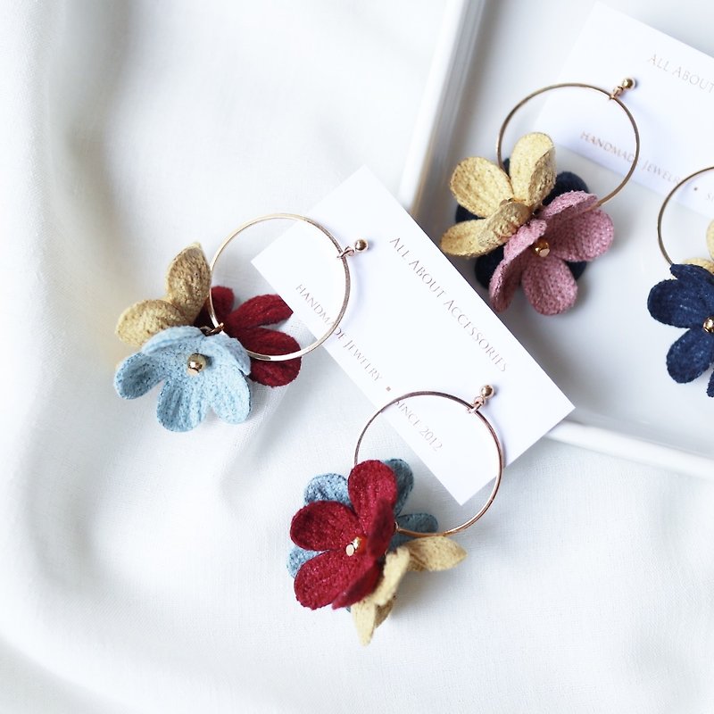 Petal Tassel Series-Geometric Petal Earrings/ Clip-On - ต่างหู - พืช/ดอกไม้ หลากหลายสี