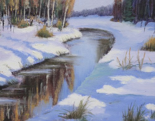 油絵 油彩 油彩画 絵 絵画【冬の森の川】 油絵 油彩 油彩画 絵 絵画【冬の森の川】 絵画 HR 通販