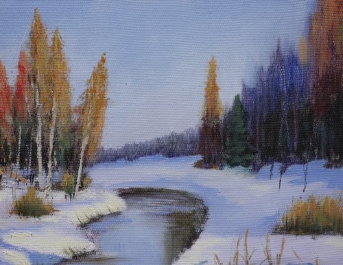 油絵 油彩 油彩画 絵 絵画【冬の森の川】 油絵 油彩 油彩画 絵 絵画【冬の森の川】 絵画 HR 通販