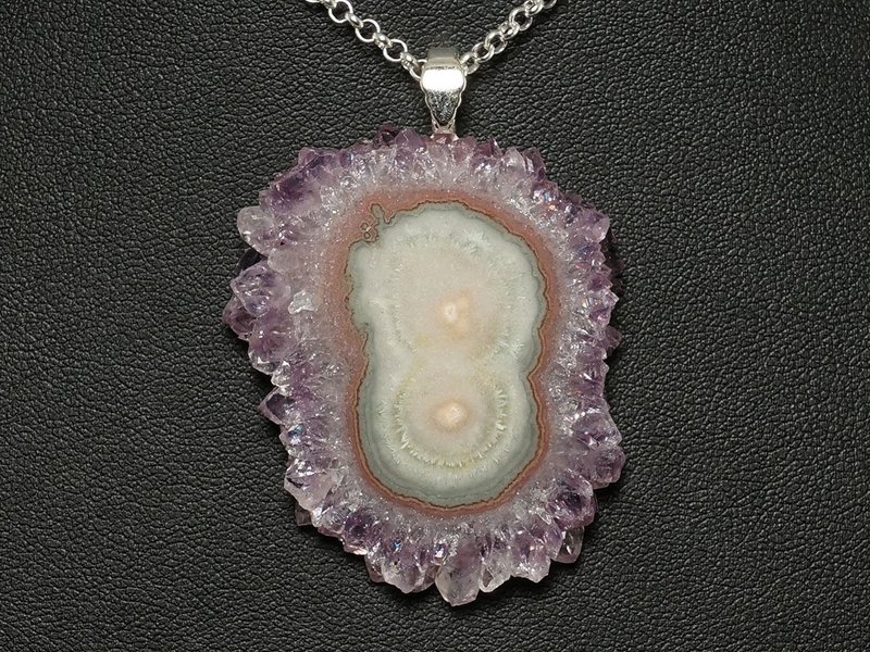Amethyst Stalactite Slice Purple Lilac Lavender Violet Druse Pendant Necklace - 項鍊 - 寶石 紫色