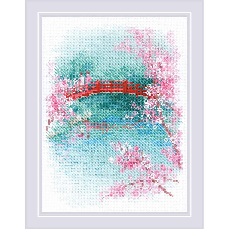 1745 - RIOLIS 十字繡材料包 - 櫻花 橋 - 編織/刺繡/羊毛氈/縫紉 - 其他材質 