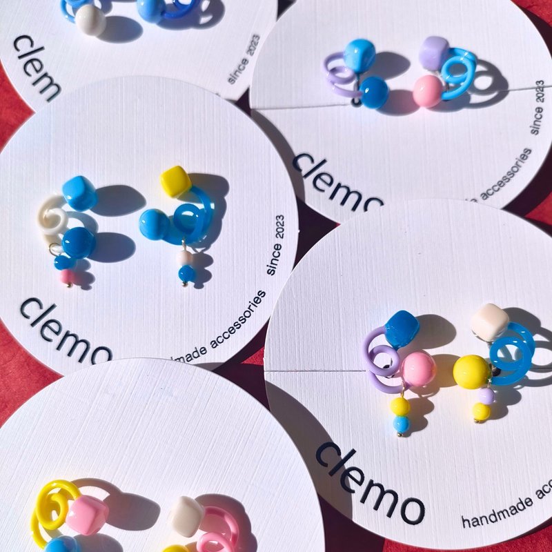 くるりんちょん 糖果藍【耳針/耳夾】 - 耳環/耳夾 - 其他材質 多色