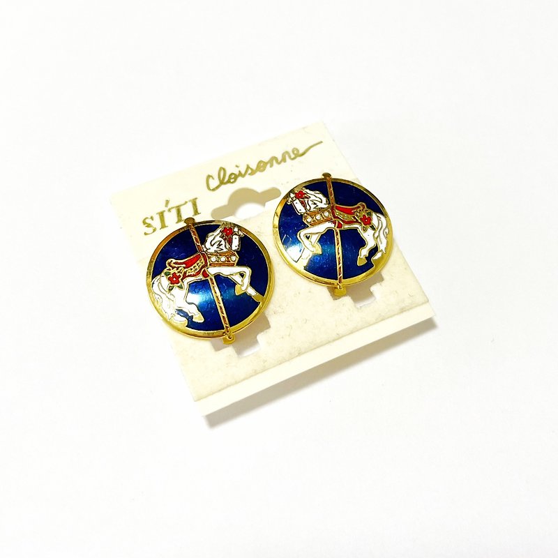 •DANIEL• Old European and American Cloisonné carousel earrings - Earrings & Clip-ons - Other Metals Multicolor