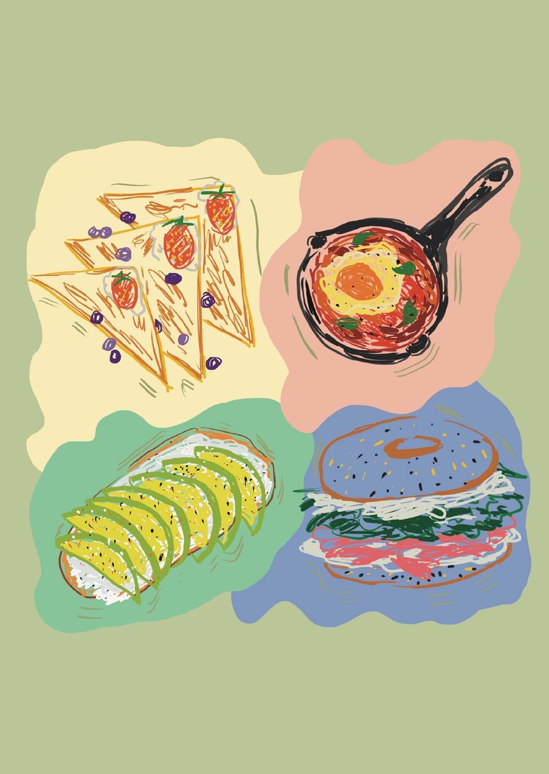 食物拚貼 明信片 - 卡片/明信片 - 紙 