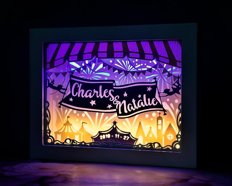 Handmade Customized Personalized LED Shadow Box Lamp, Circus Theme - Lighting - Paper Multicolor