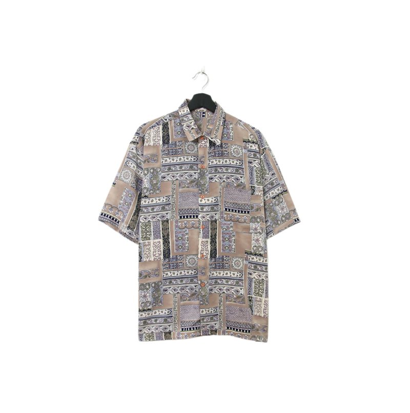 Back to Green-絲滑花襯衫 排列雕花 sw-05/vintage shirts - 男襯衫/休閒襯衫 - 聚酯纖維 