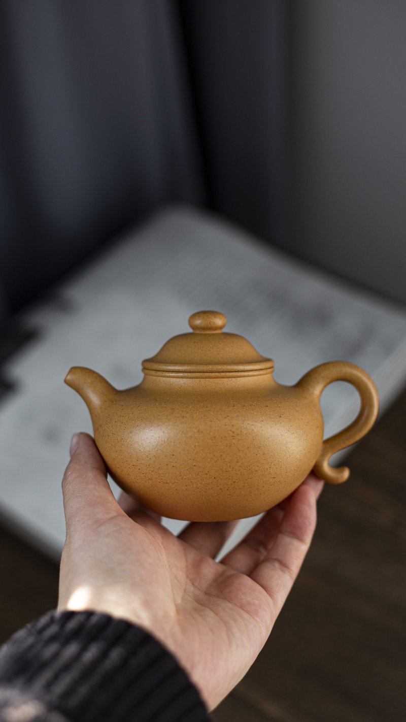 送禮紫砂壺茶壺莲子 全手工 260cc 原矿极品黄金段 正宗润泽 器型 - 茶壺/茶杯/茶具 - 陶 灰色