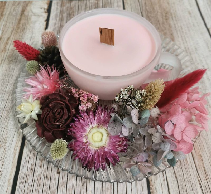 Essential Oil Soy Wax Dry Flower Cup Plate Set - Candles & Candle Holders - Wax 