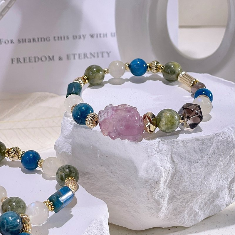 Dragon Turtle Blessing Stone| Tsavorite | Blue Phosphorus | Blue Moonlight | Citrine | Crystal Bracelet A2415-1 - Bracelets - Crystal Multicolor