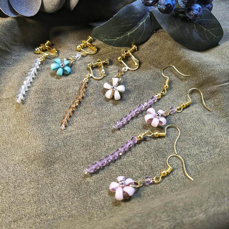 Ice Crystal Series-Flower Crystal - Earrings & Clip-ons - Thread Khaki