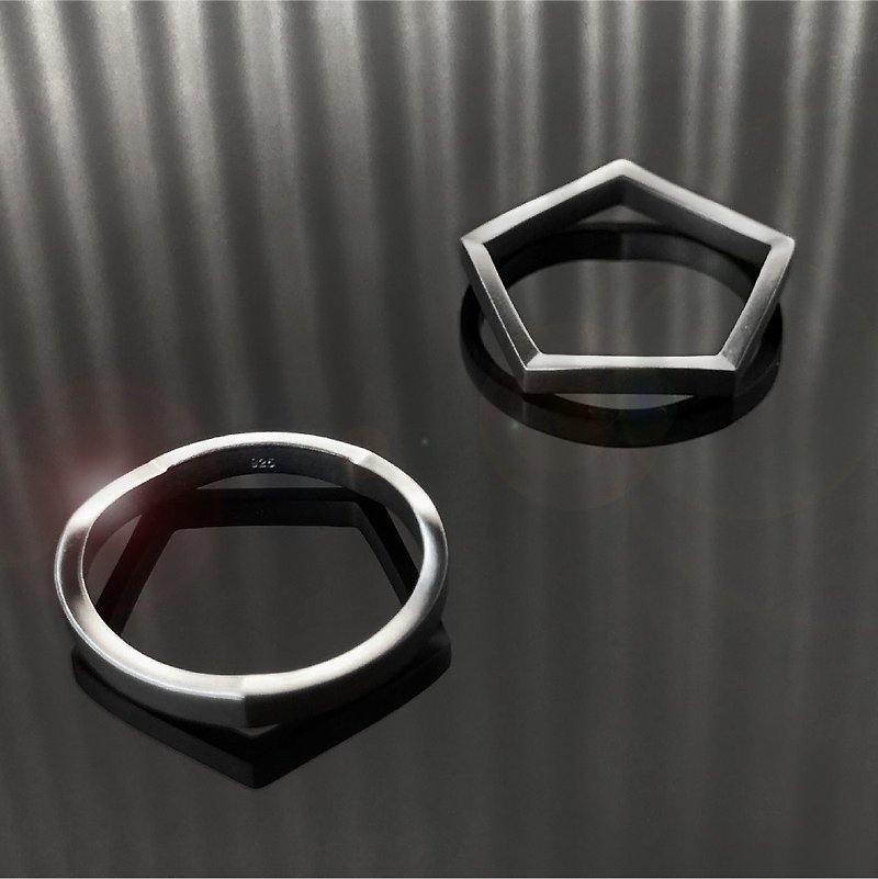 Transmotif 05M Round-Pentagon Illusion Transformation 3D Silver Ring Men's Size 1 Piece - แหวนทั่วไป - เงินแท้ 