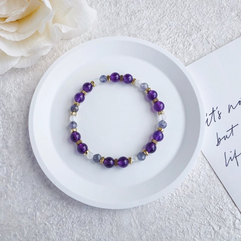 Planet Sutton|| Amethyst Cordierite Blue Moonlight Crystal Bracelet - Bracelets - Crystal White