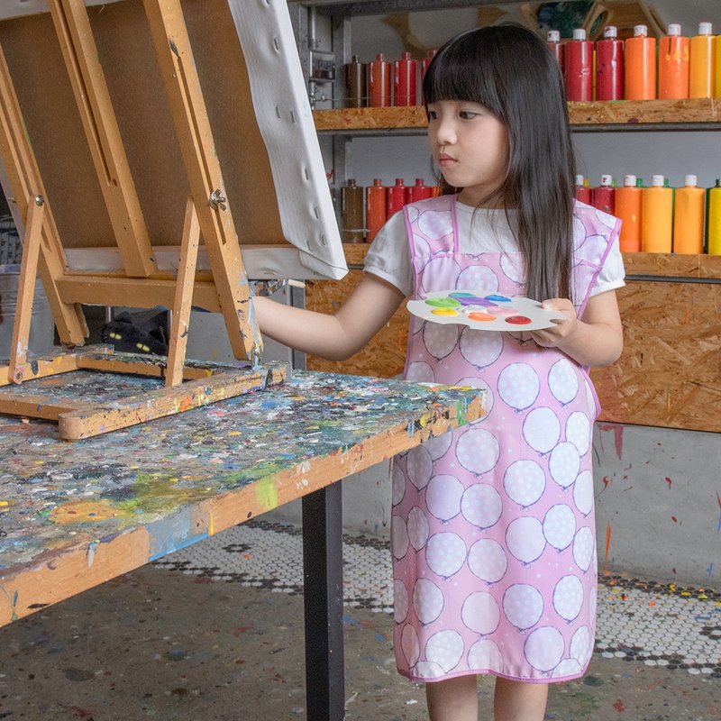 Water-repellent children's apron drawing pocket (single pocket with towel lining) comes with the same storage bag - pink balloon - Aprons - Other Man-Made Fibers Khaki