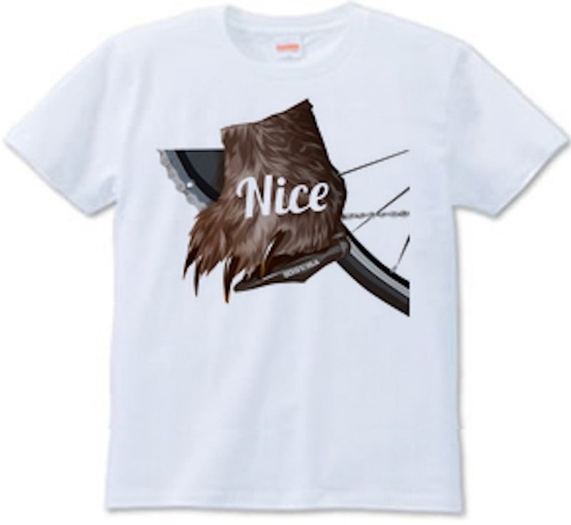 HIGUMA binding NICE (T-shirt white / ash) - เสื้อยืดผู้ชาย - ผ้าฝ้าย/ผ้าลินิน สีเทา