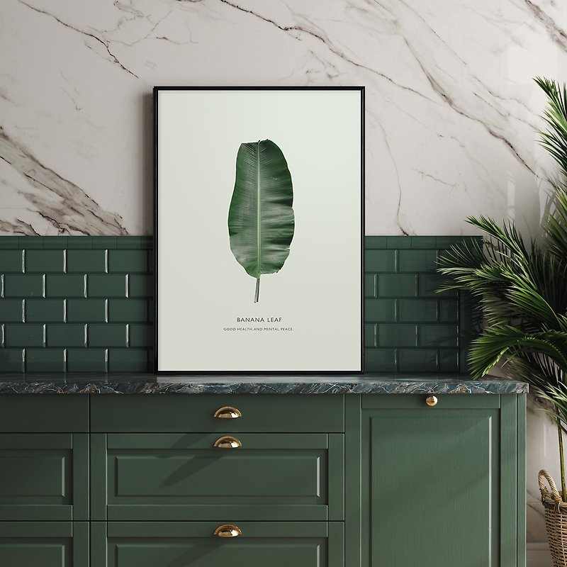 Less is More(One Leave)-Plant prints, photography, pot painting, plant posters - โปสเตอร์ - ผ้าฝ้าย/ผ้าลินิน สีเขียว