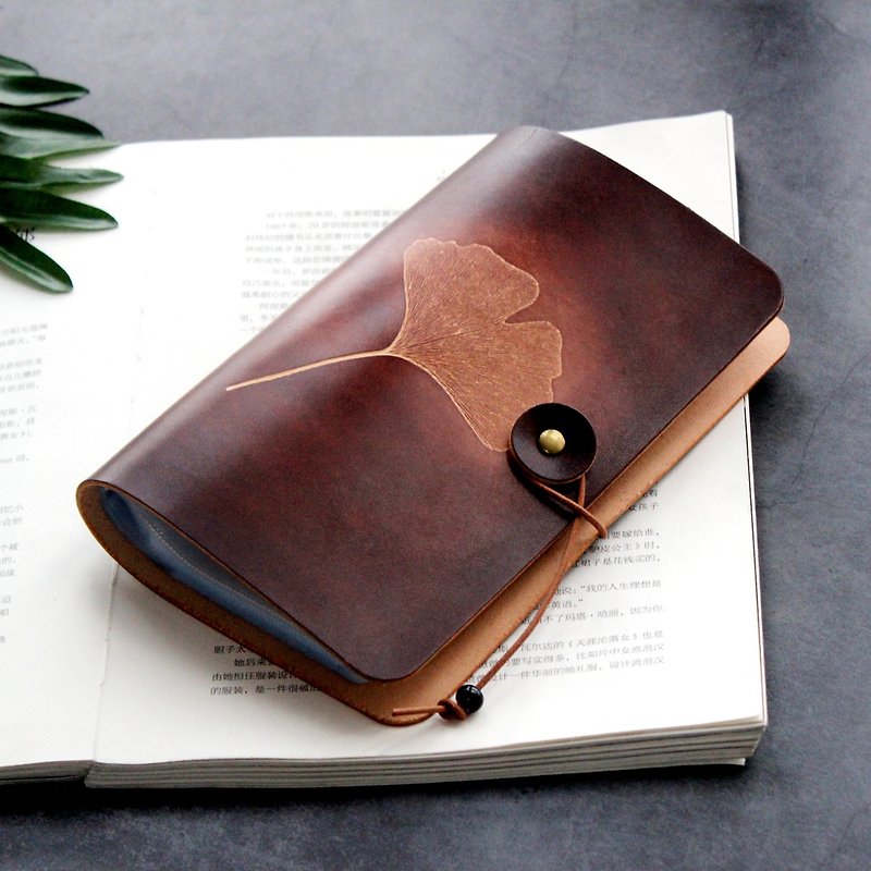Dark brown ginkgo leather ticket card holder business card package card package business card set 102 card position - Card Holders & Cases - Genuine Leather Brown
