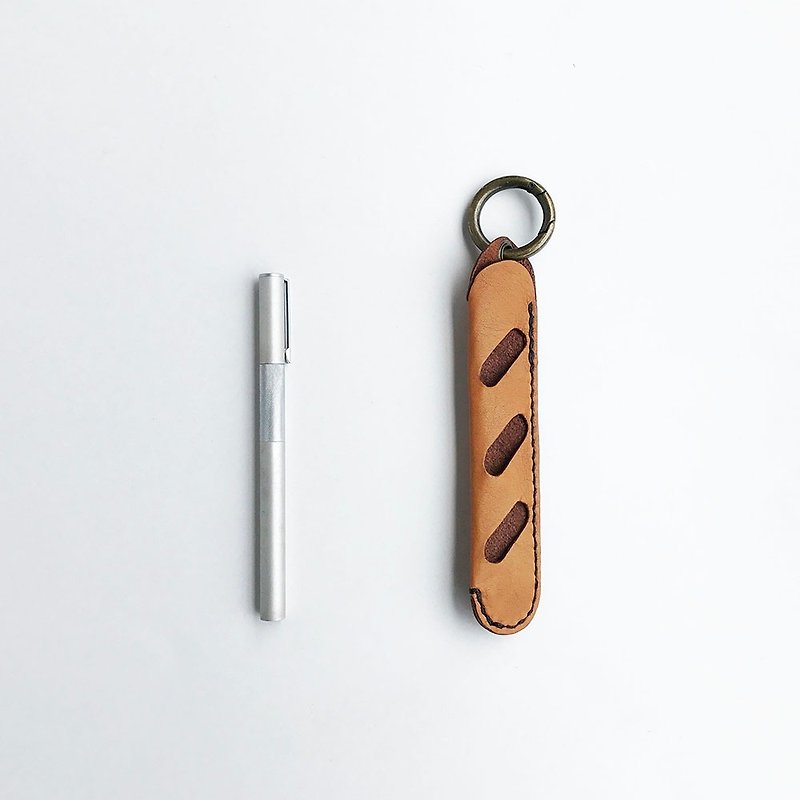 French bread pen holder - กล่องดินสอ/ถุงดินสอ - หนังแท้ สีนำ้ตาล