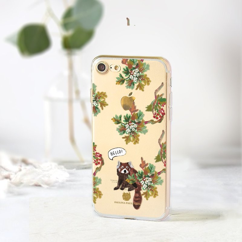 Animal clear phone case Floral iPhone x Case OPPO r9 case HTC U11 case S8 case - เคส/ซองมือถือ - พลาสติก สีนำ้ตาล