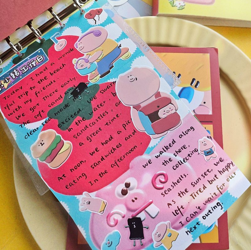 [coloryeah] Cute Journaling Stationery / M5 Three-Fold Planner / For Milk Tea & Makeup Records - Sticky Notes & Notepads - Paper Multicolor