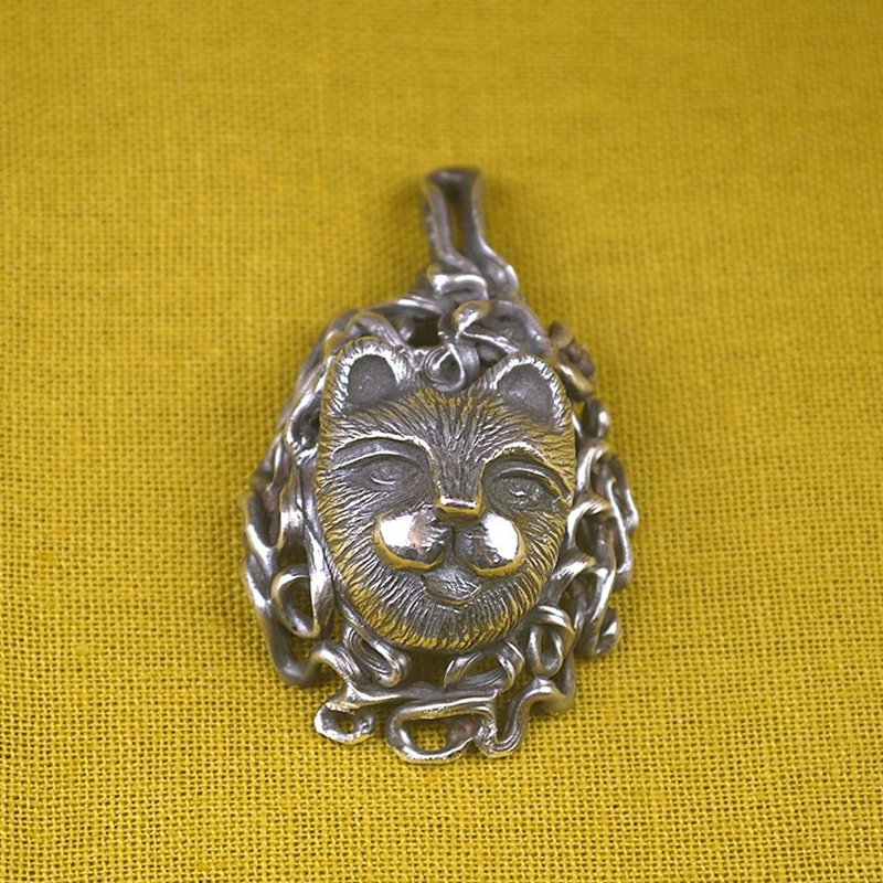 純銀貓首雕塑墜飾 - 項鍊 - 純銀 