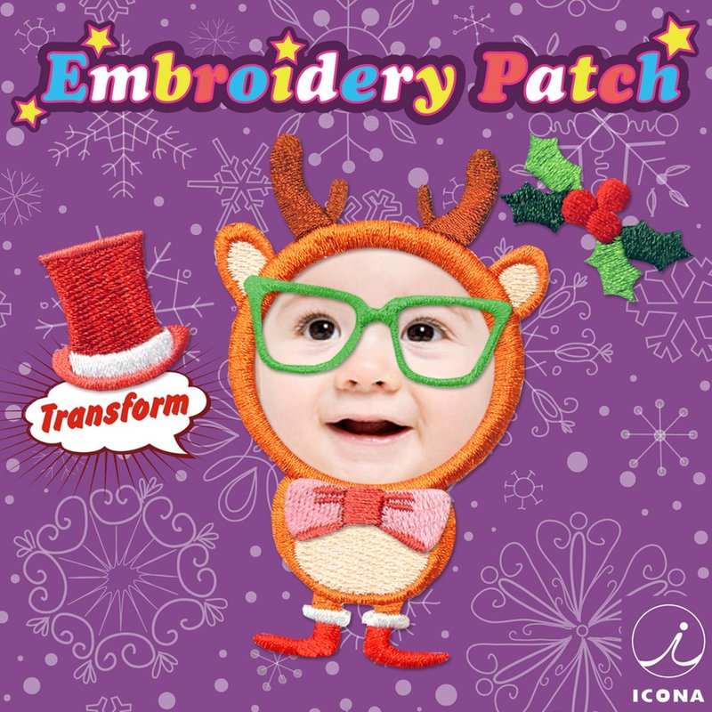 【變身繡布貼系列】聖誕麋鹿款 - 貼紙 - 繡線 