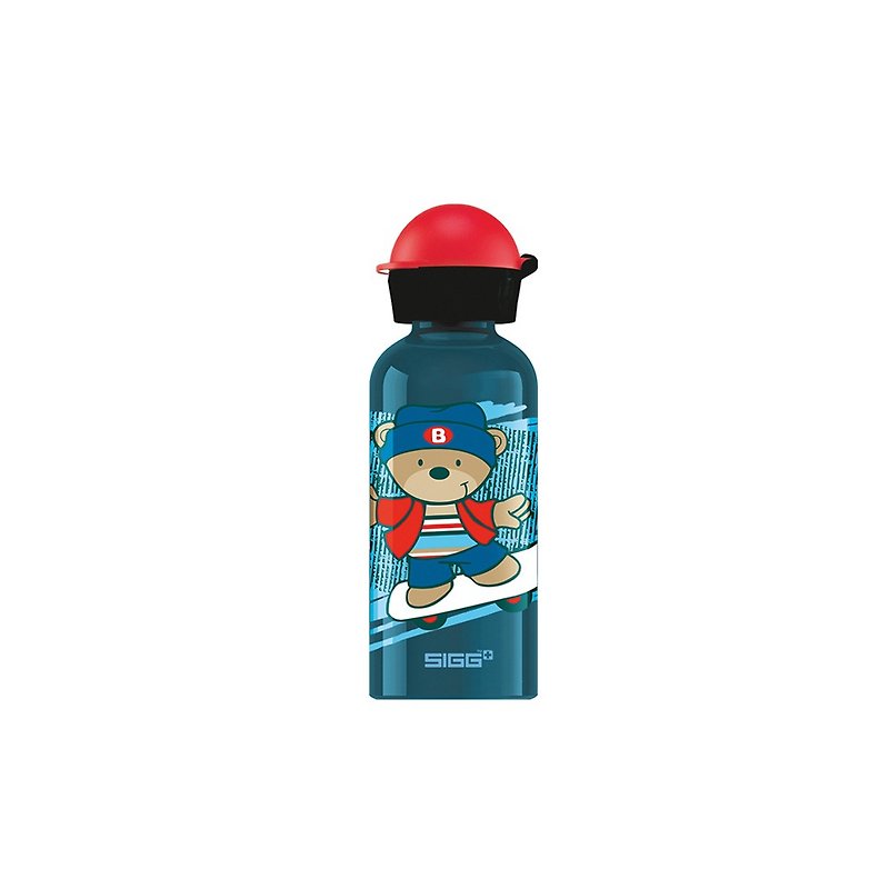 Swiss century-old SIGG children's cold water bottle / leak-proof water bottle 400ml - Skateboard Bear - กระติกน้ำ - โลหะ หลากหลายสี