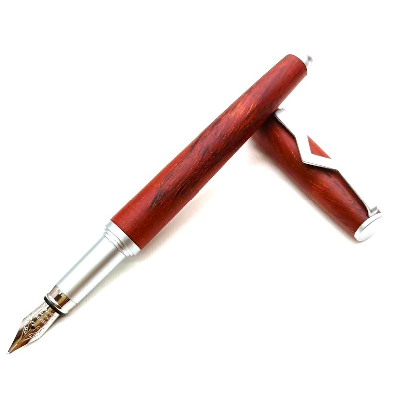 Wooden pen natural wood grain rosewood S clip fountain pen with pen case ink Tiger Crane - ปากกาหมึกซึม - ไม้ 