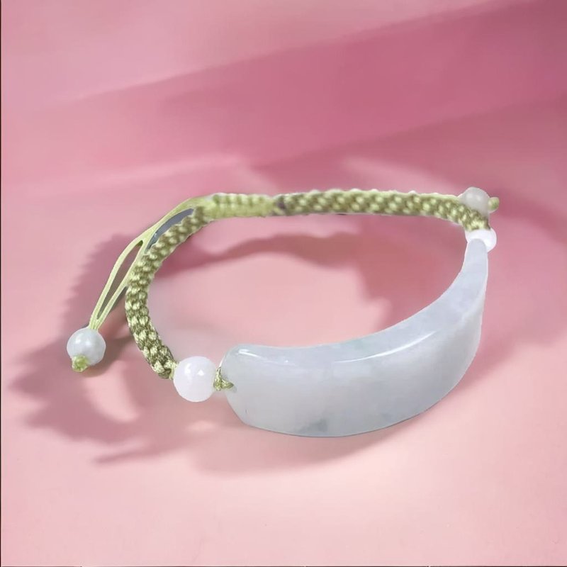 [May Nothing Happen] Ice Jadeite Wushi Brand Braided Bracelet | Natural Burmese Jade A-grade - สร้อยข้อมือ - หยก ขาว