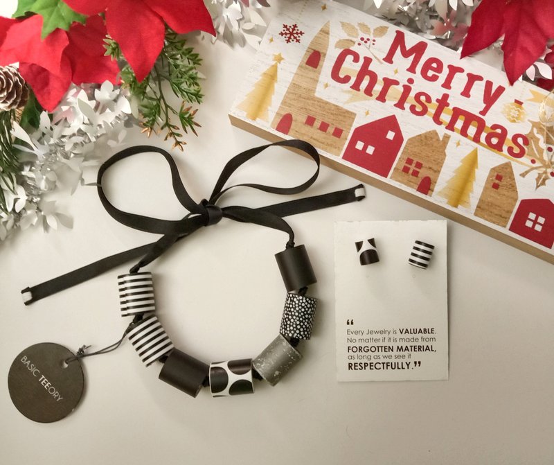 紙藝項鍊_經典黑白_OSSO短款項鍊 免運費 - 項鍊 - 紙 黑色