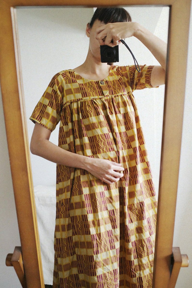 Vintage African-inspired printed cotton dress - ชุดเดรส - ขนแกะ 