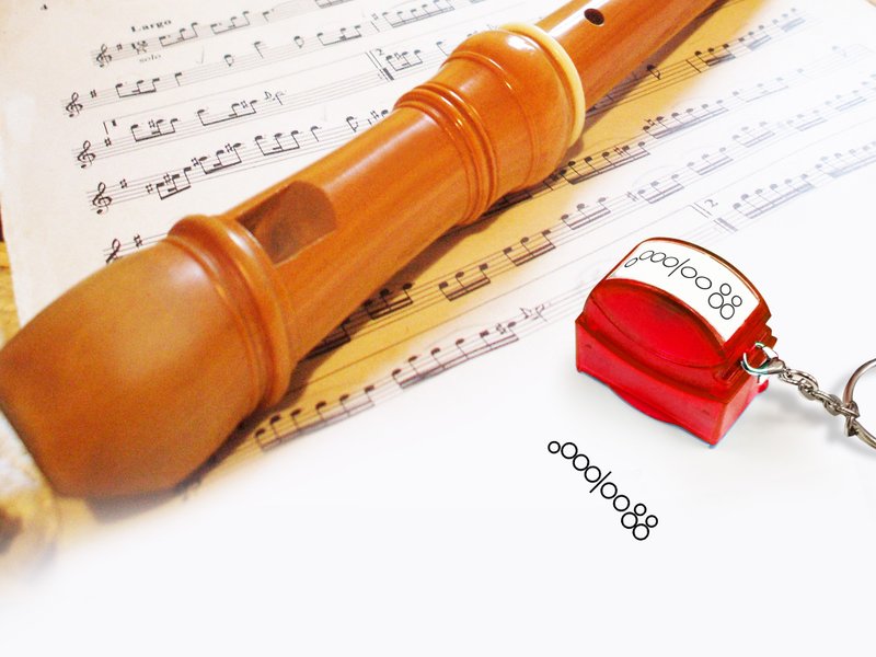 Self ink stamp for Recorder, fingering and music theory, Music stamp. - ตราปั๊ม/สแตมป์/หมึก - พลาสติก สีดำ