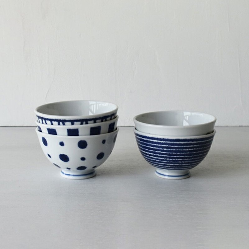 [Sakai Pottery] Hasamiyaki Blue Jade Pattern Five-piece Lightweight Rice Bowl (5-piece) - Gift Box Set - ถ้วยชาม - วัสดุอื่นๆ หลากหลายสี