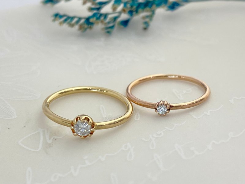 *Three points of gentleness*...*Ten points of tenderness*...Natural diamond small diamond ring - General Rings - Precious Metals Gold