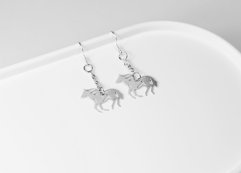Chinese Zodiac-Horse Earrings [Mini Style]_Animal Series_造题 - ต่างหู - โลหะ สีเงิน