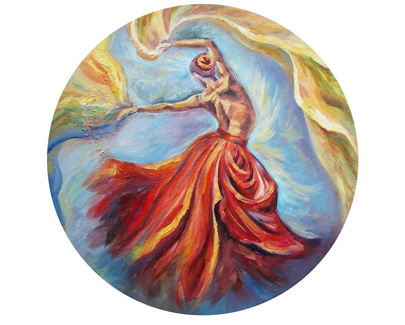 Dance Painting Flamenco Art Pound Oil Painting Woman Poster Red - Posters - Other Materials Multicolor