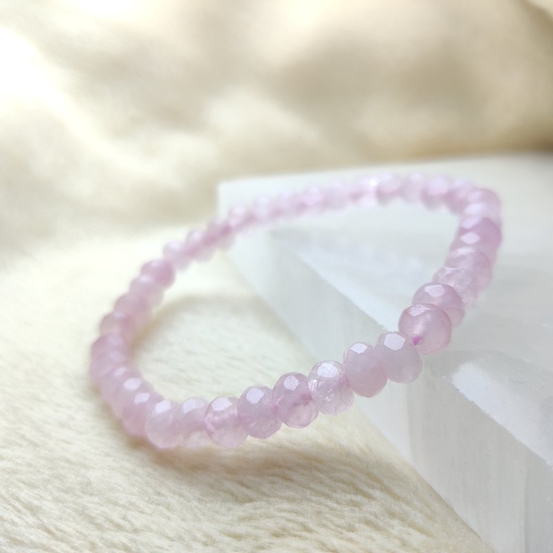 Horse powder Madagascar rose quartz 6mm faceted disc beads Rose Quartz - สร้อยข้อมือ - คริสตัล สึชมพู