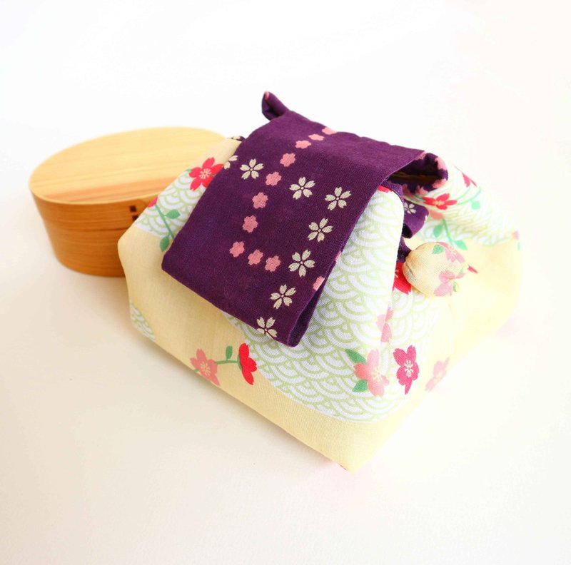 Bento bag Hnadmade. Sakura "cherry blossom" .Gift for Mom. Japanese style.Weave fabric /cotton 100% (made in Japan). - 化妝包/收納袋 - 棉．麻 多色