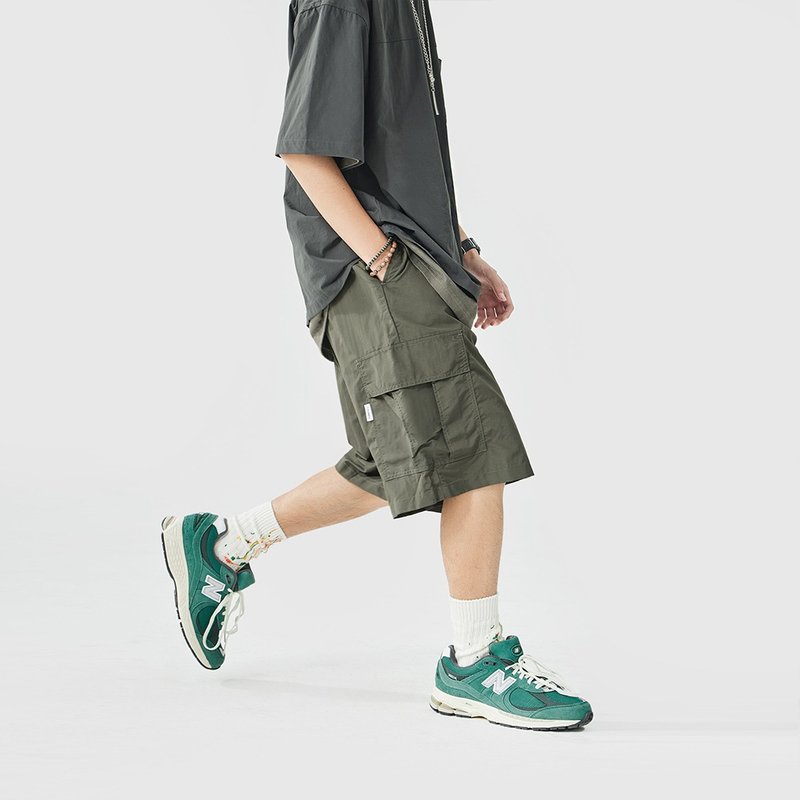 TopBasics Four Pockets Camping Shorts - กางเกงขาสั้น - เส้นใยสังเคราะห์ สีเขียว