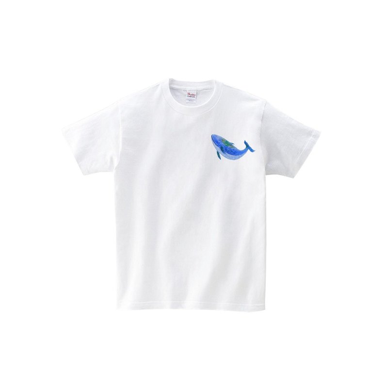 Kami pure cotton unisex T-shirt | Smiling whale_left chest - เสื้อฮู้ด - ผ้าฝ้าย/ผ้าลินิน หลากหลายสี