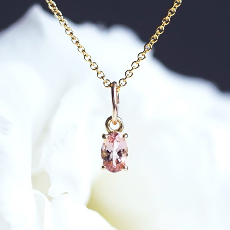 Pink tourmaline prong-set oval faceted necklace Ivona - สร้อยคอ - เครื่องเพชรพลอย สึชมพู