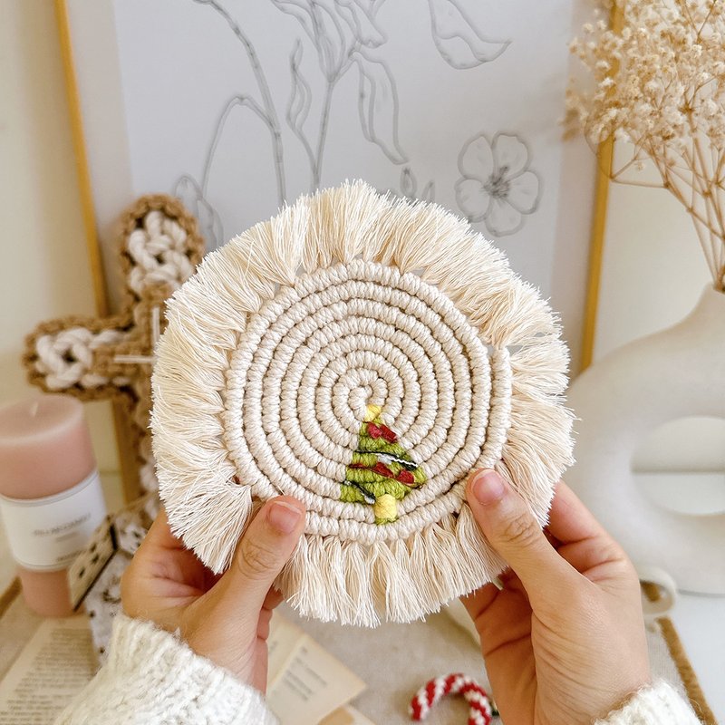 編織聖誕樹杯墊_節日特別款 可做2個 - 編織/羊毛氈/縫紉 - 棉．麻 