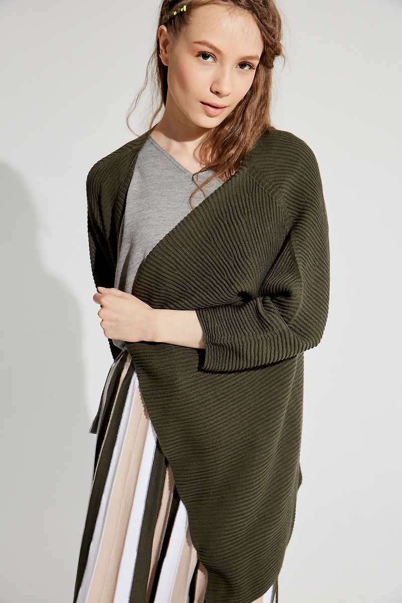 珊瑚紋外套(墨綠) - 女毛衣/針織衫 - 其他材質 