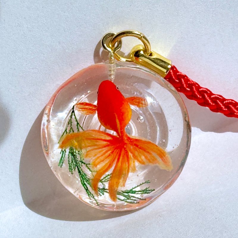 Made to order  Goldfish Japanese style key chain - Charms - Resin Red